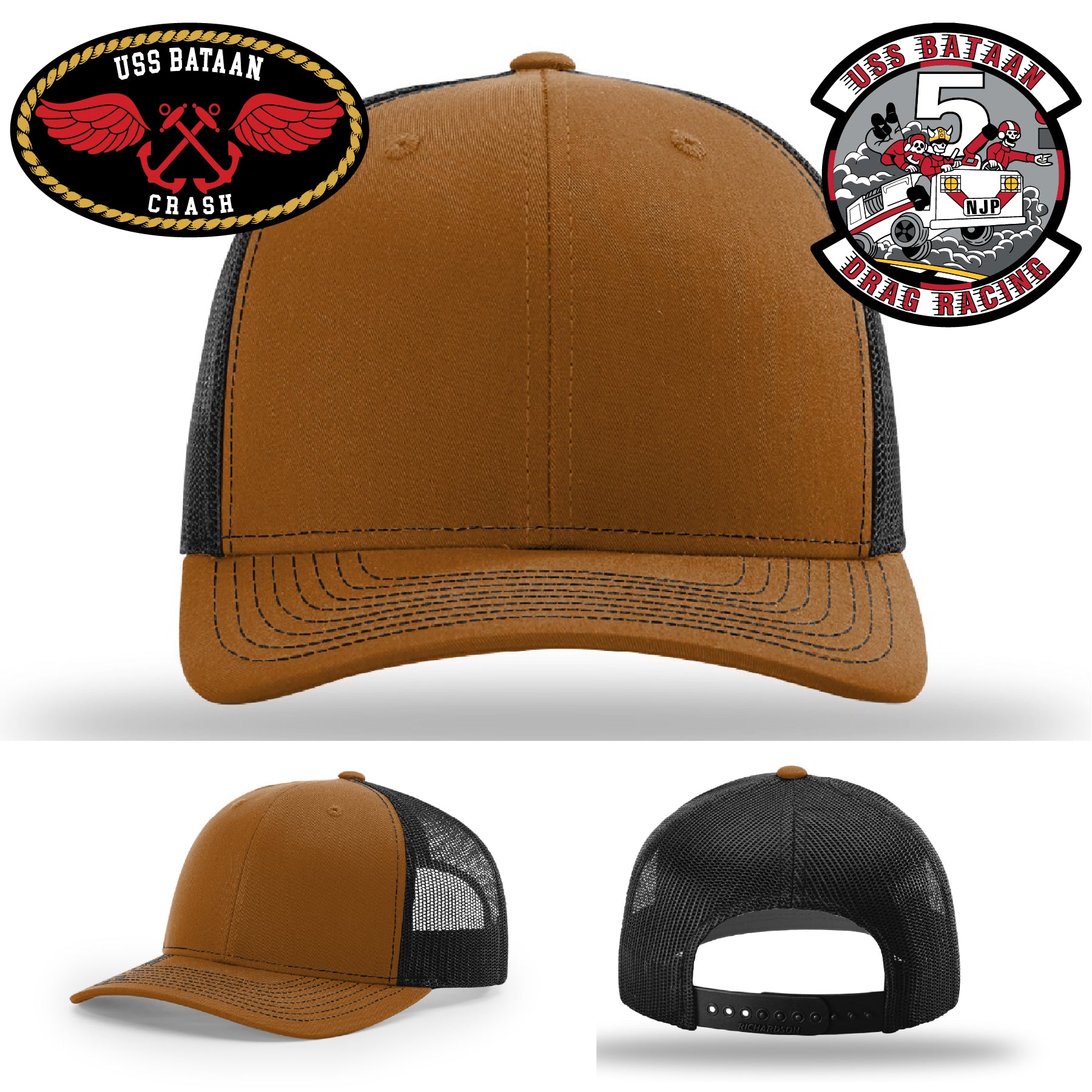 USS Bataan custom Navy hat with Drag Racer design