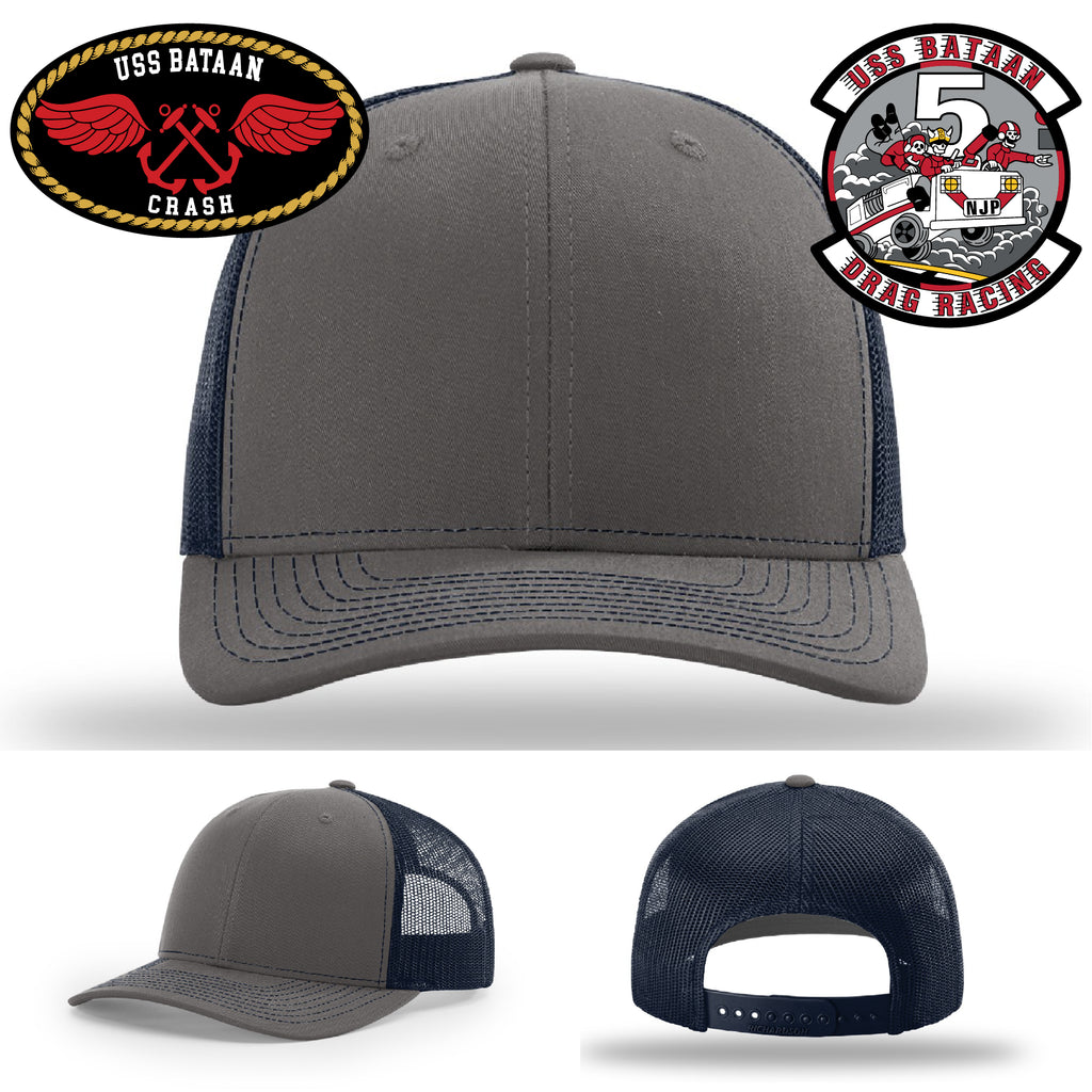 USS Bataan custom hat with full grain leather patch