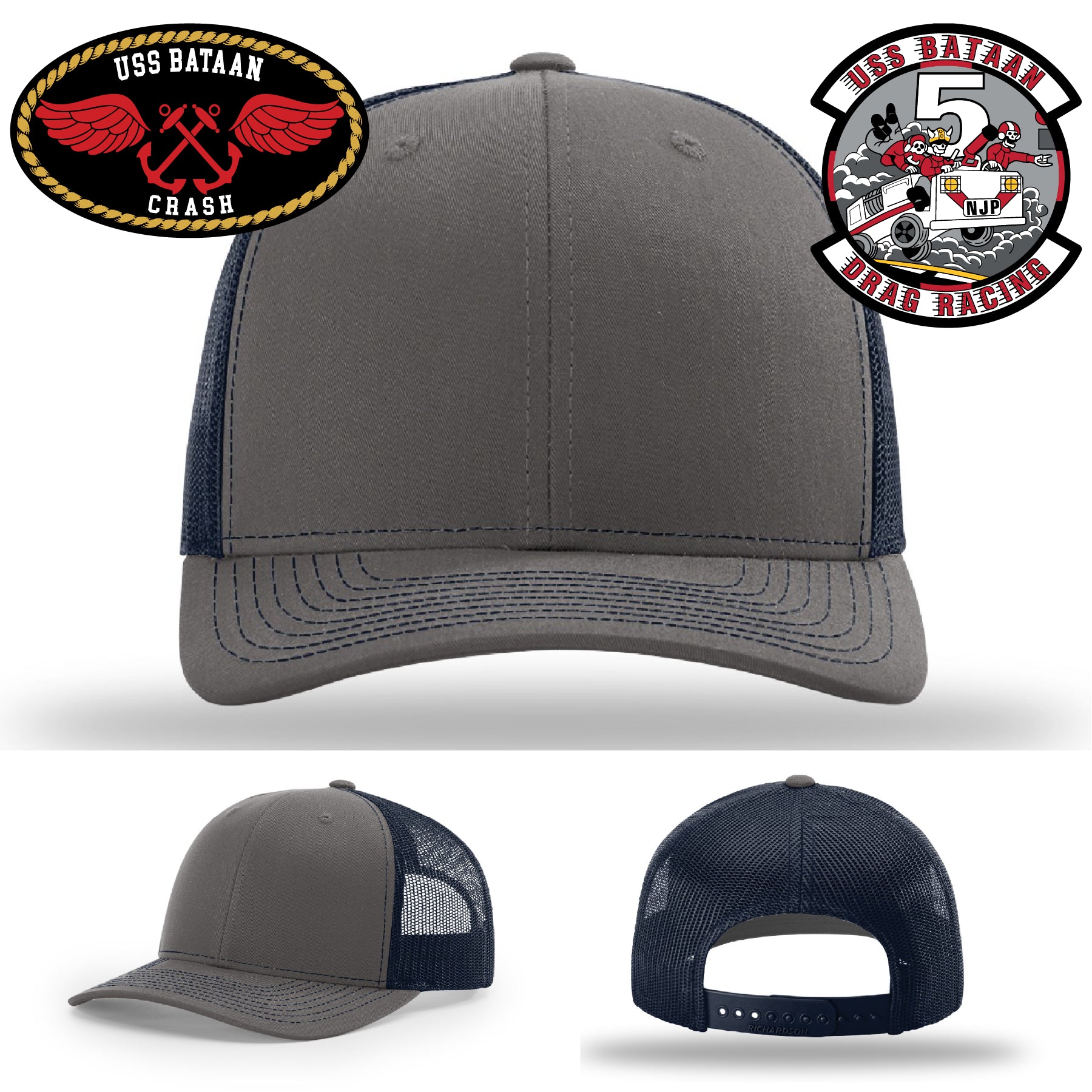 USS Bataan custom hat with full grain leather patch