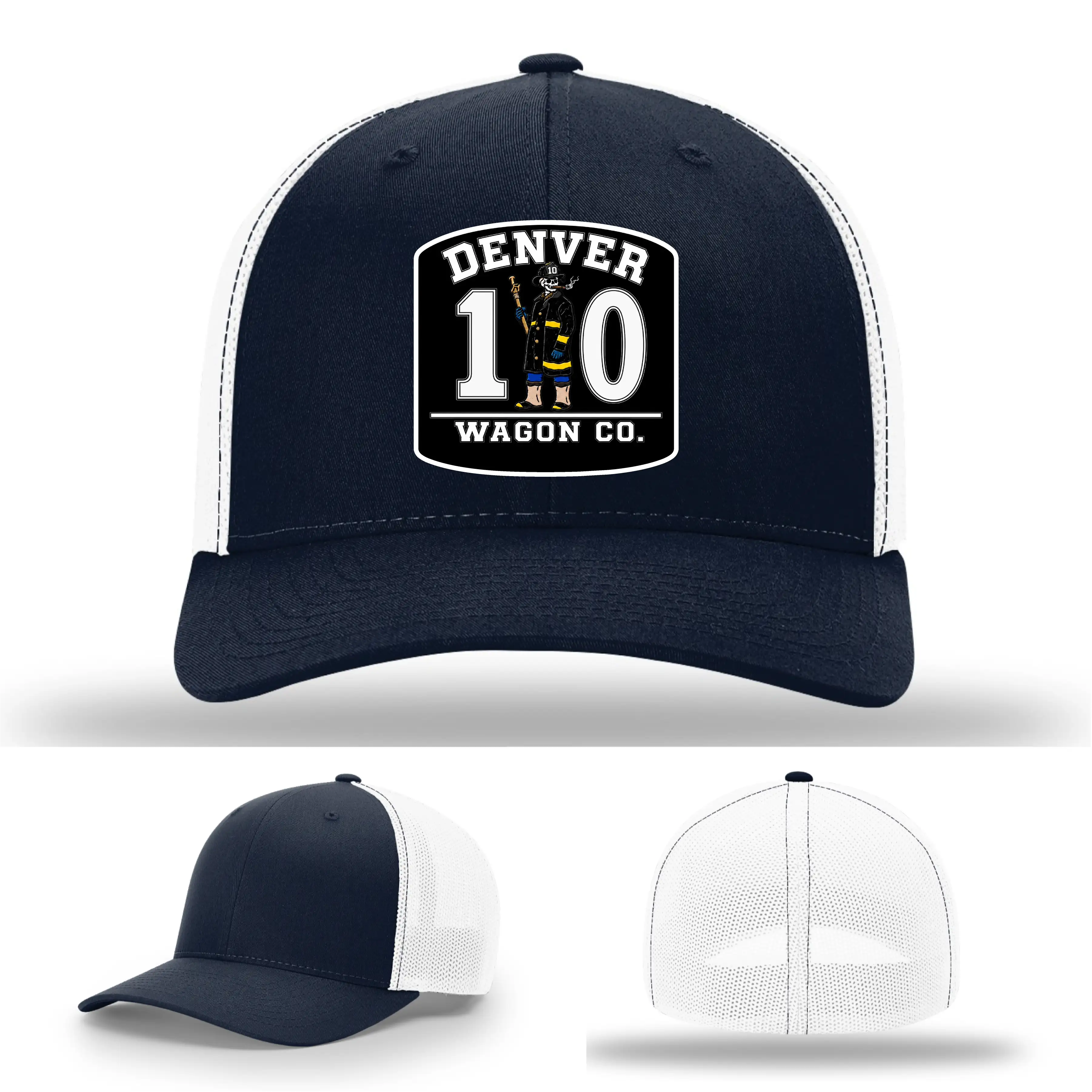 Wagon 10 leather patch firefighter hat design