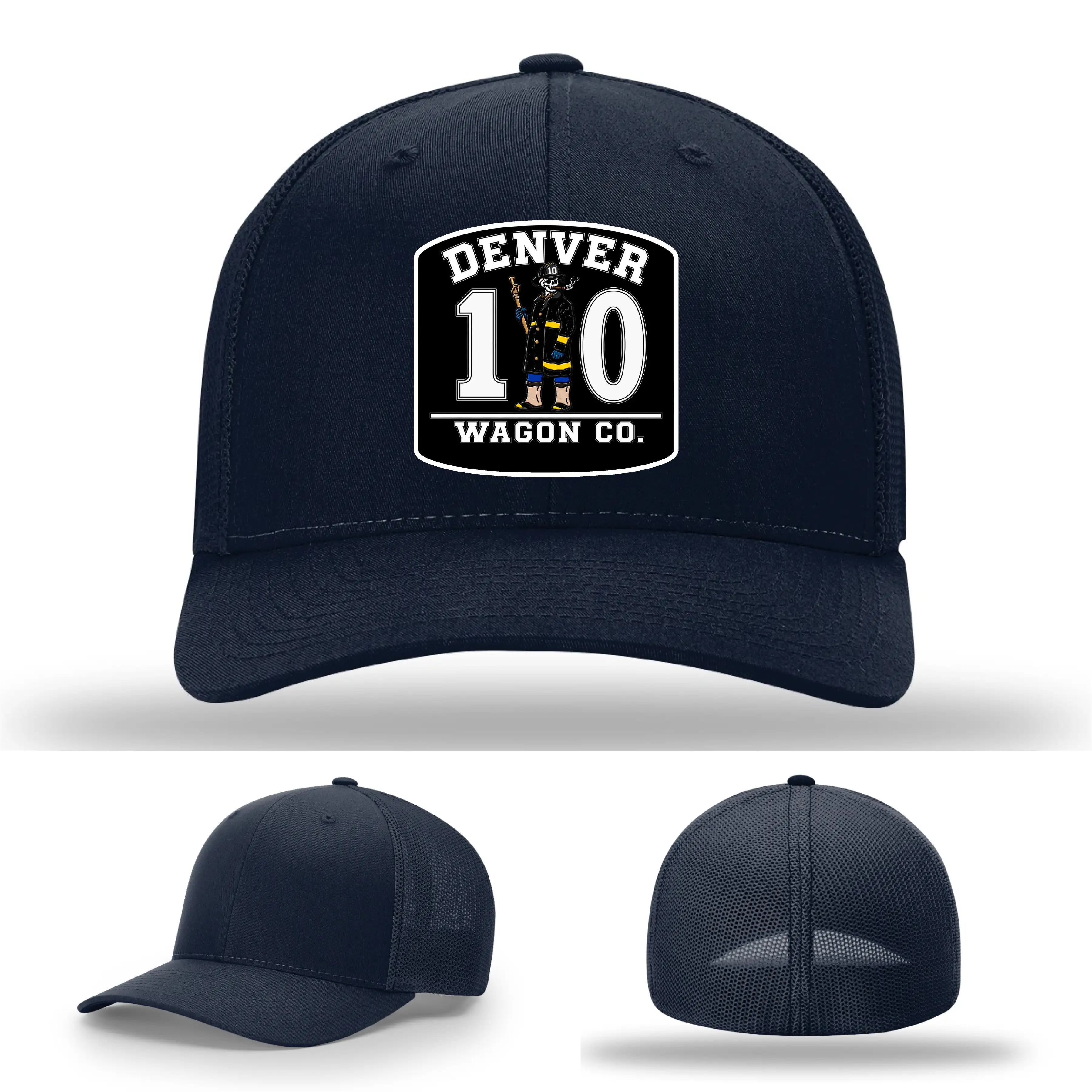 Wagon Company 10 fire department leather patch hat