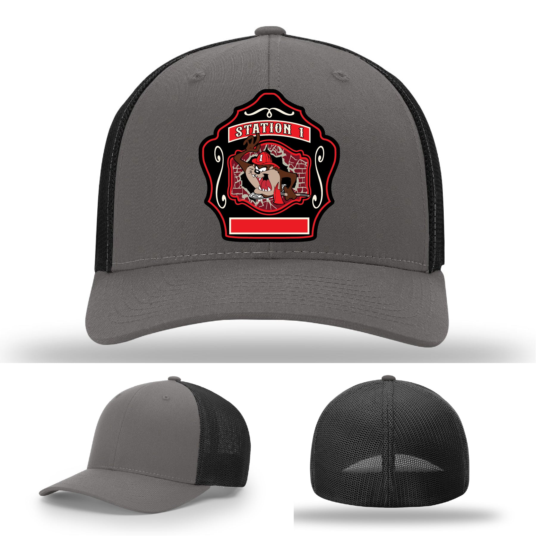 Western Taney Station 1 custom leather patch firefighter hat