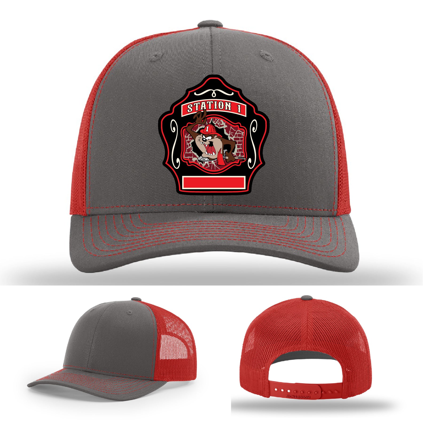 Western Taney firefighter station 1 hat with custom leather patch