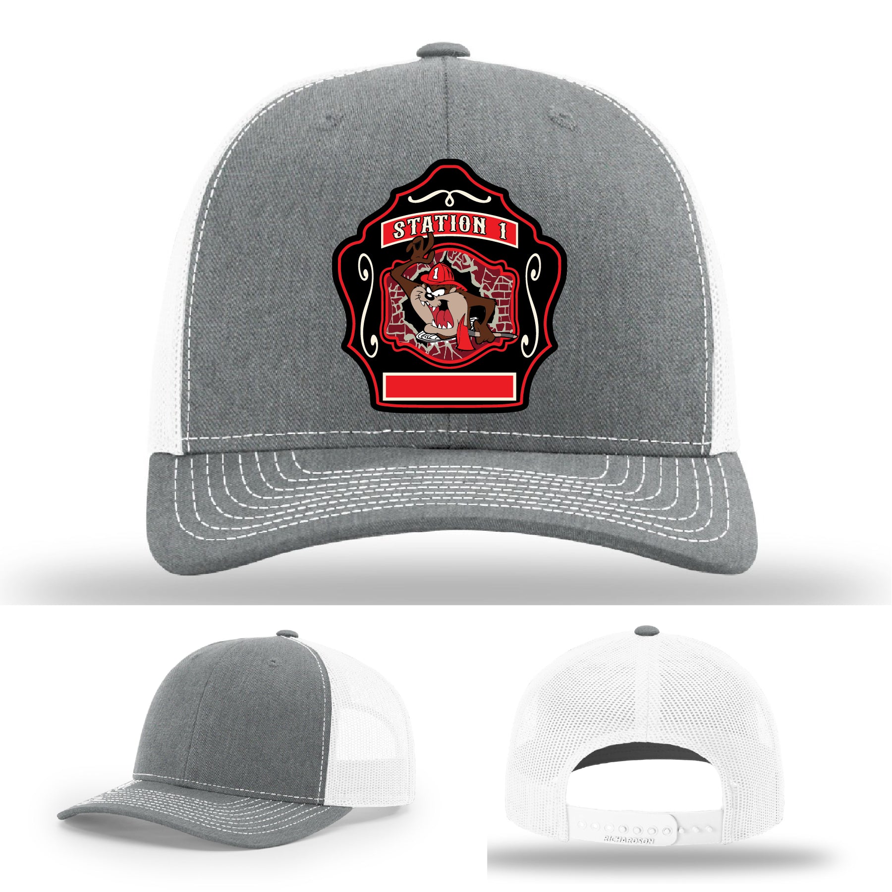 Firefighter hat with Western Taney Station 1 department patch