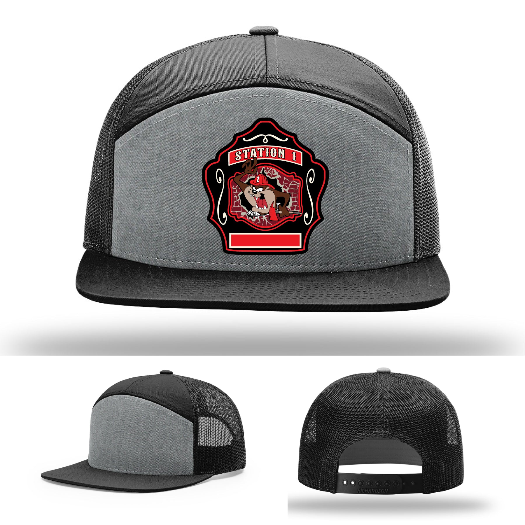 Custom leather firefighter hat honoring Western Taney Station 1
