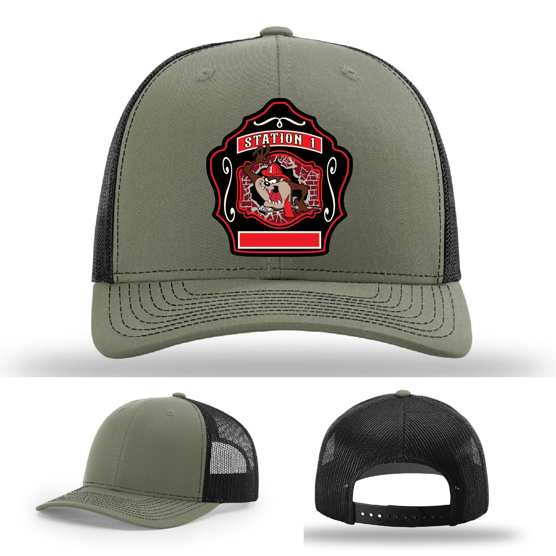 Western Taney Station 1 firefighter gear hat with leather patch