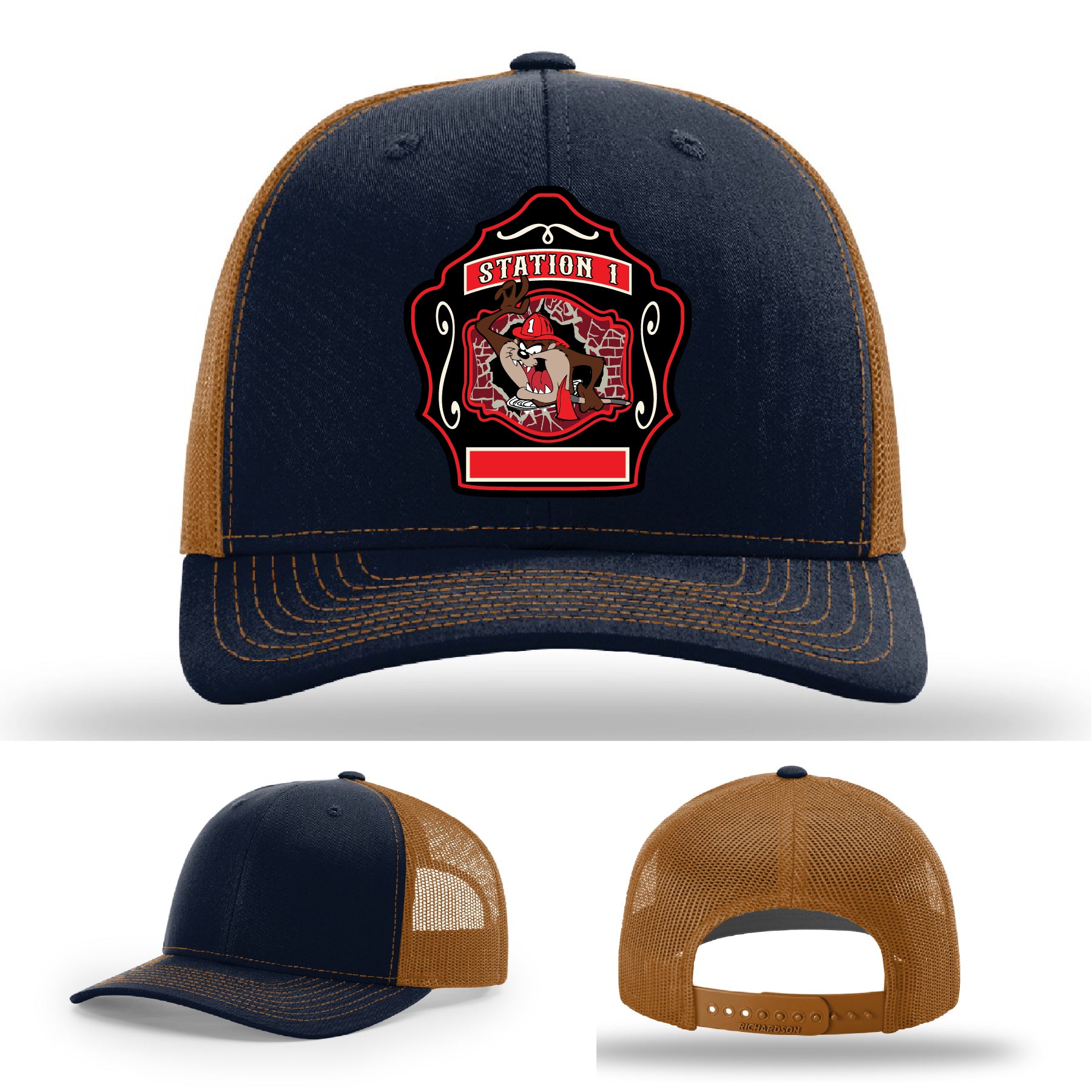 Firehouse gear hat with Western Taney Station 1 leather patch