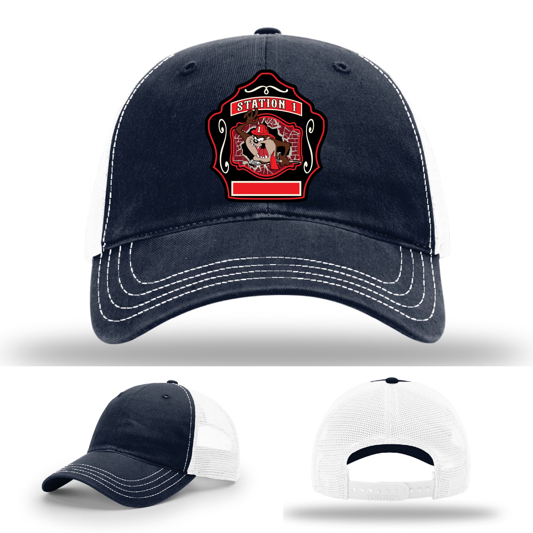 Western Taney firefighter hat featuring Station 1 custom design