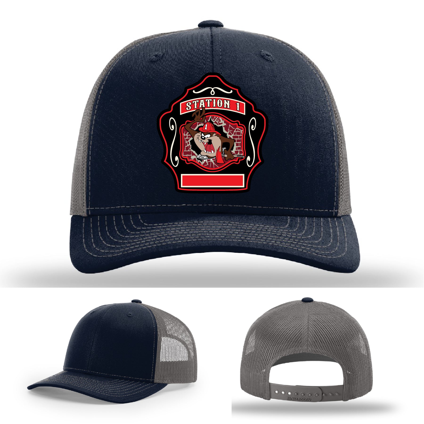 Firefighter hat with leather patch for Western Taney Station 1