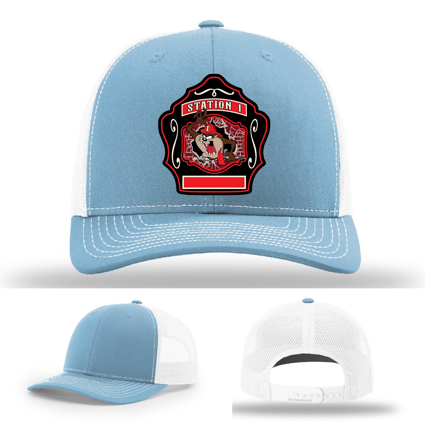 Leather firefighter hat representing Western Taney Station 1 crew