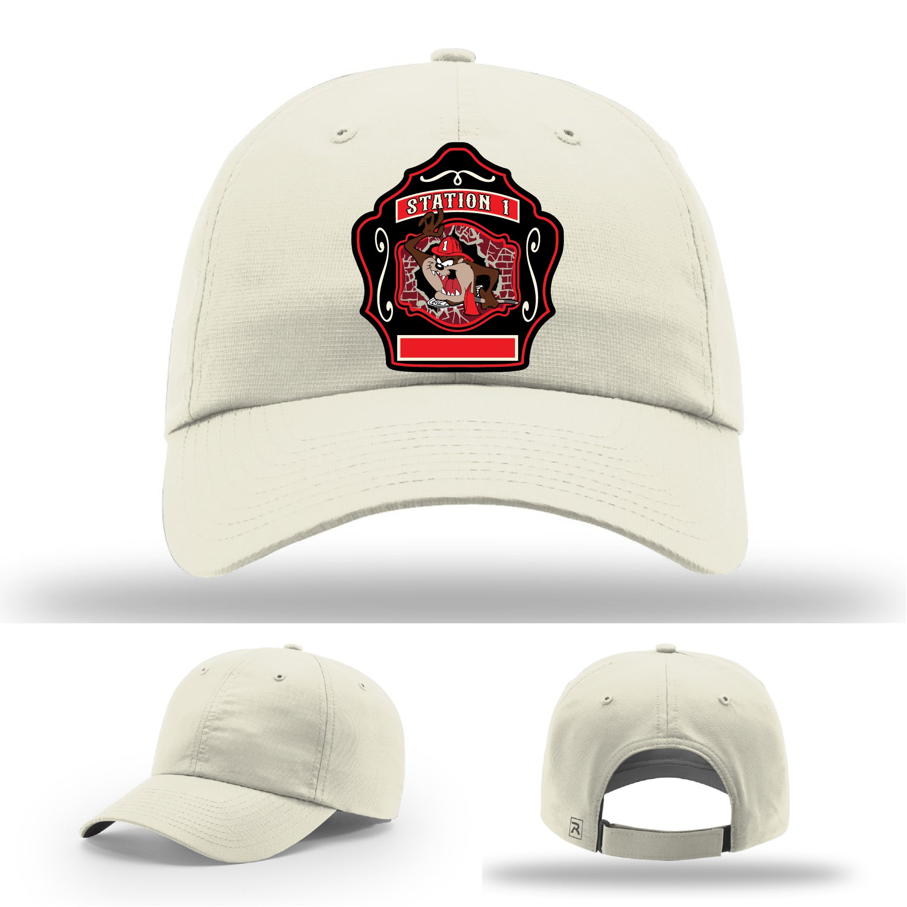 Western Taney Station 1 firefighter hat with custom leather artwork