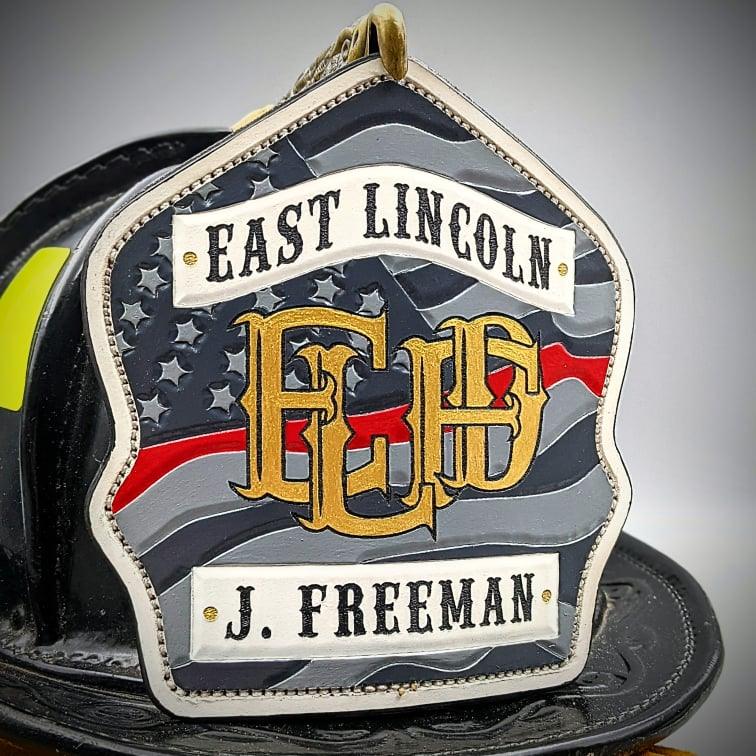 Custom Helmet Shield, Flag Helmet Shields, Firefighter Helmet Shield, Red Line Helmet Shield, Leather Fire Shields, Fire Helmet Fronts, Leather Fire Shields, Custom Leather Shields, Leather Helmet Fronts, Custom Leather Front, GB Shields